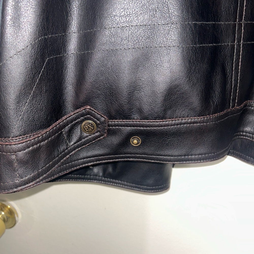 Men's Black Leather Jacket with Stripes - Picture 11 of 12